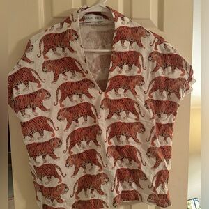 Brooke Wright Cotton Linen Tiger Kimono Shirt